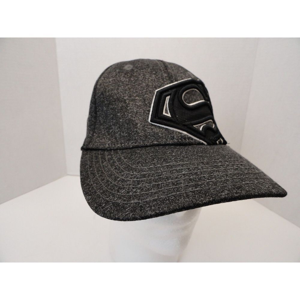 Superman Dark Gray/Black, Fitted Hat, Wool Embroidered Off Center Logo, 115665